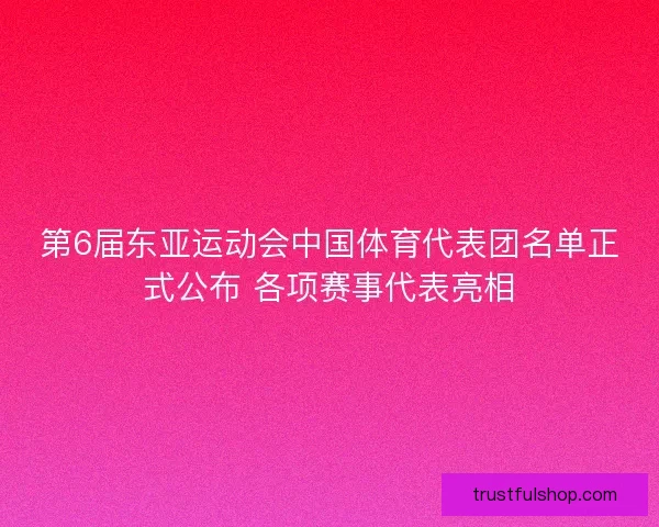 第6届东亚运动会中国体育代表团名单正式公布 各项赛事代表亮相